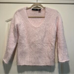 Express Soft Pink 80% Angora V-Neck Sweater